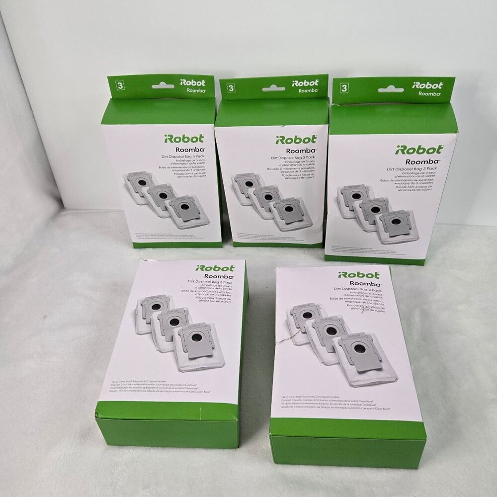 Genuine iRobot Roomba Dirt Disposal Bags 3-Pack Lot of 5 Boxes (15 Bags Total)